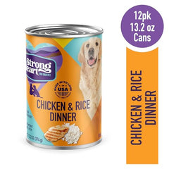 Strongheart: lata abierta con pollo real y arroz, ideal para la cena diaria.