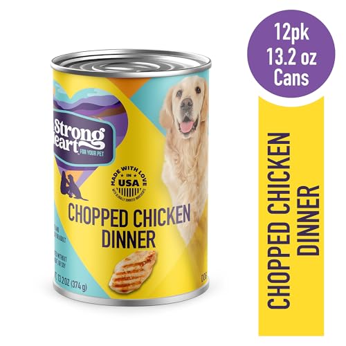Cena humeda de Strongheart con pollo molido en lata, experiencia de sabor suave para comer.