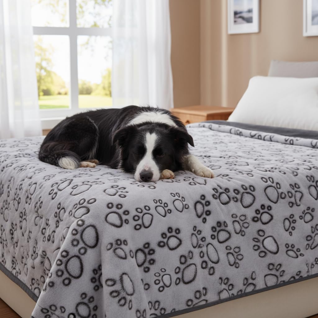 Manta Stuffed para perro grande, suave y cálida, de tamaño 66x82 en gris.