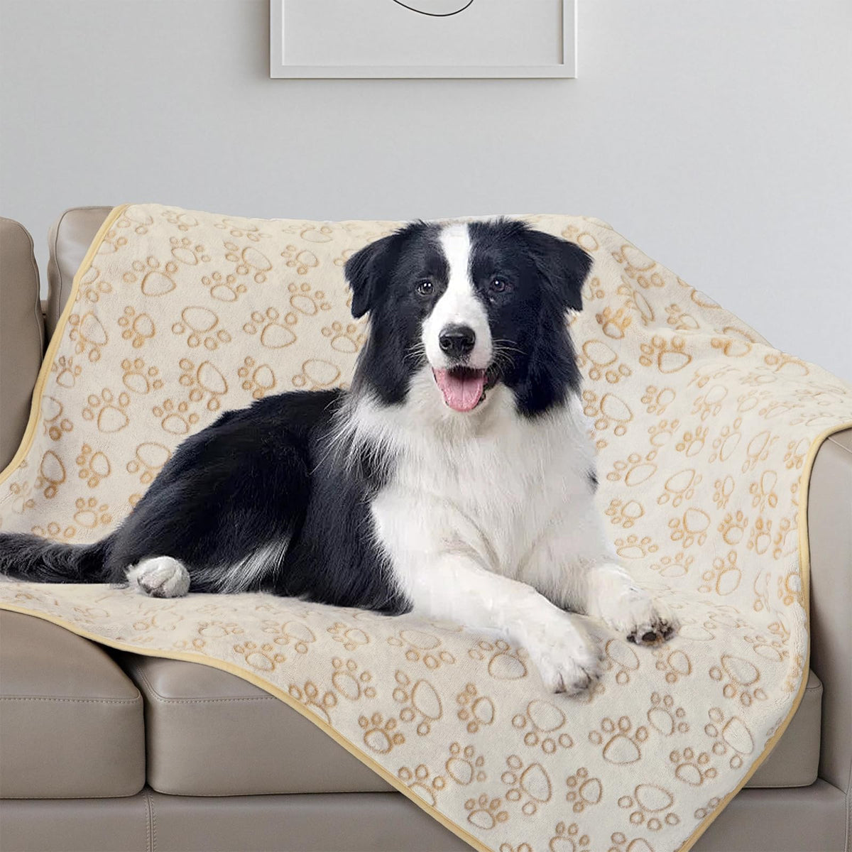 Manta Stuffed para perro grande beige suave, ideal para sofá