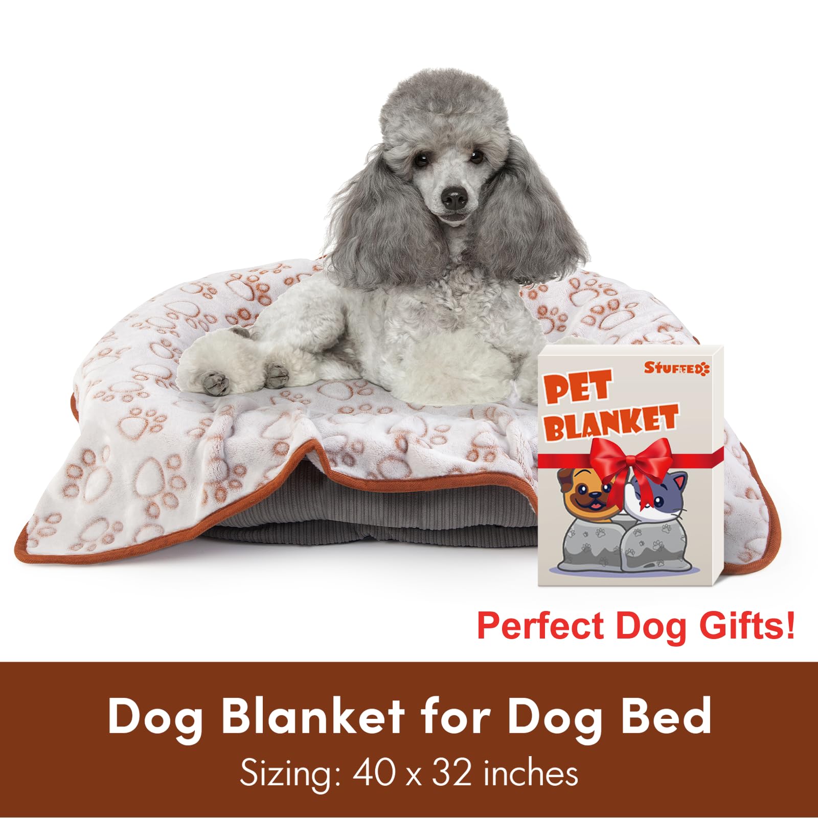 Manta Stuffed para perro marrón suave, perfecta para viajes y salidas.