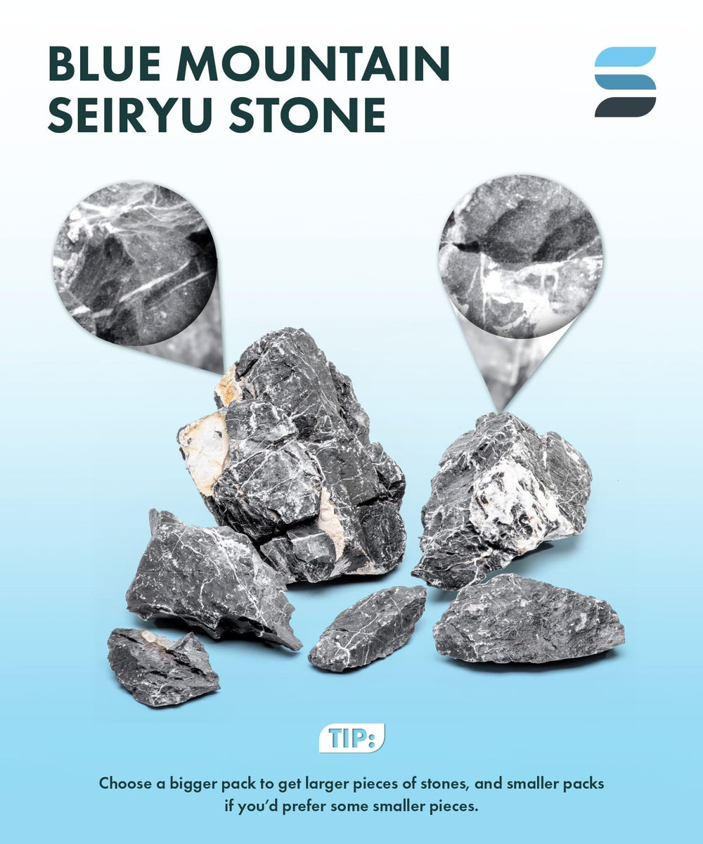 SubstrateSource Montaña Azul Seiryu: perfecta para layouts iwagumi y lechos de río