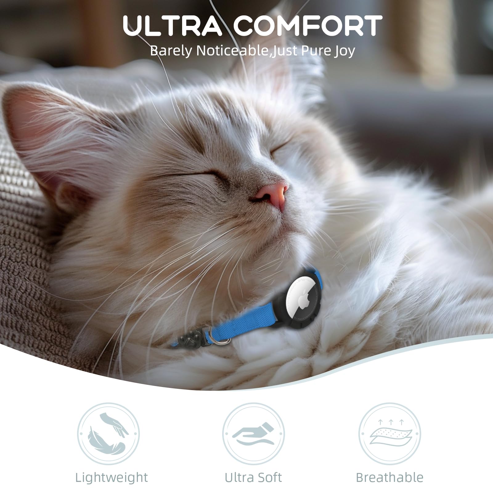 Collar sucegi AirTag para gatos, ajuste elástico cómodo