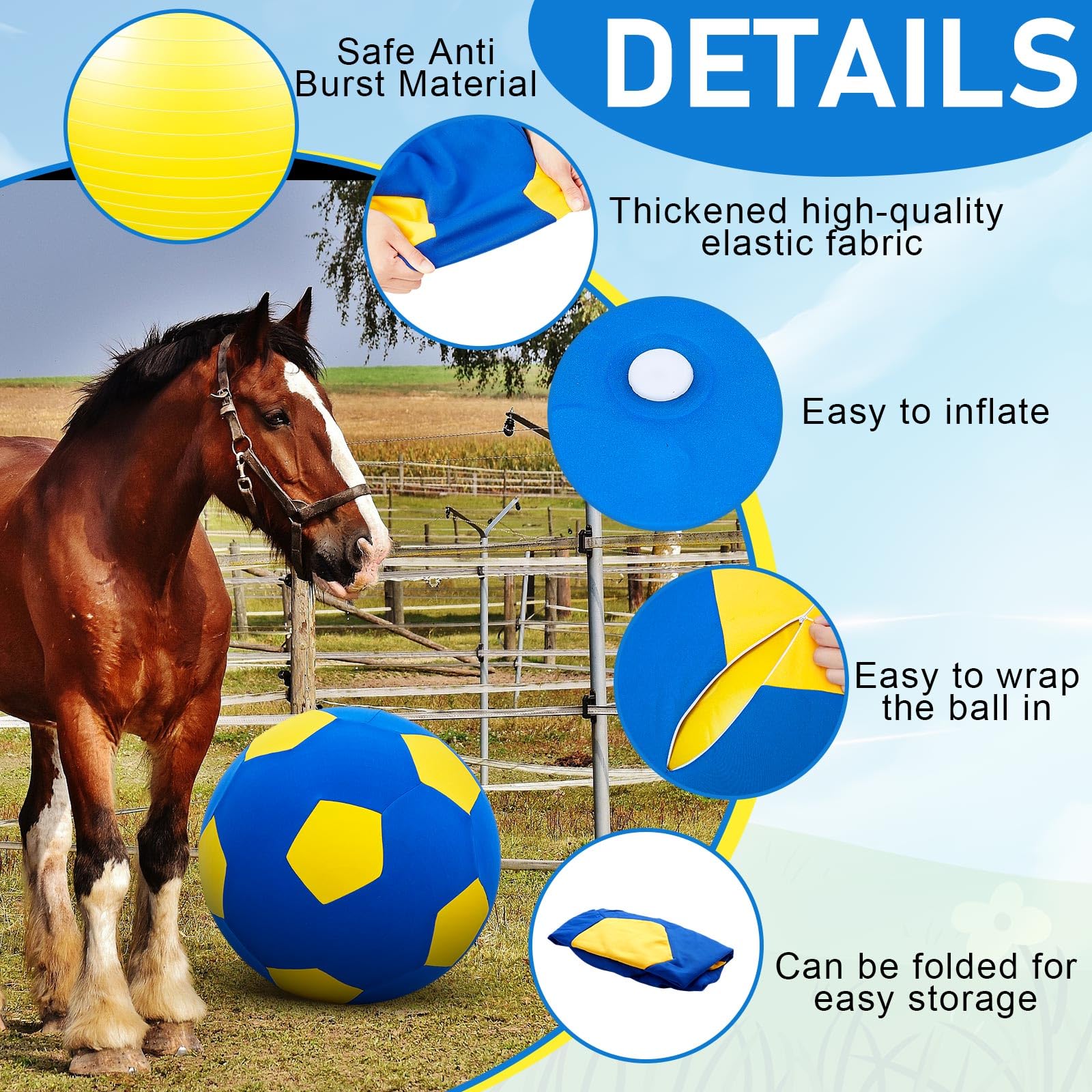 Kit completo Suilung para caballos: bola, funda, tapón y bomba.