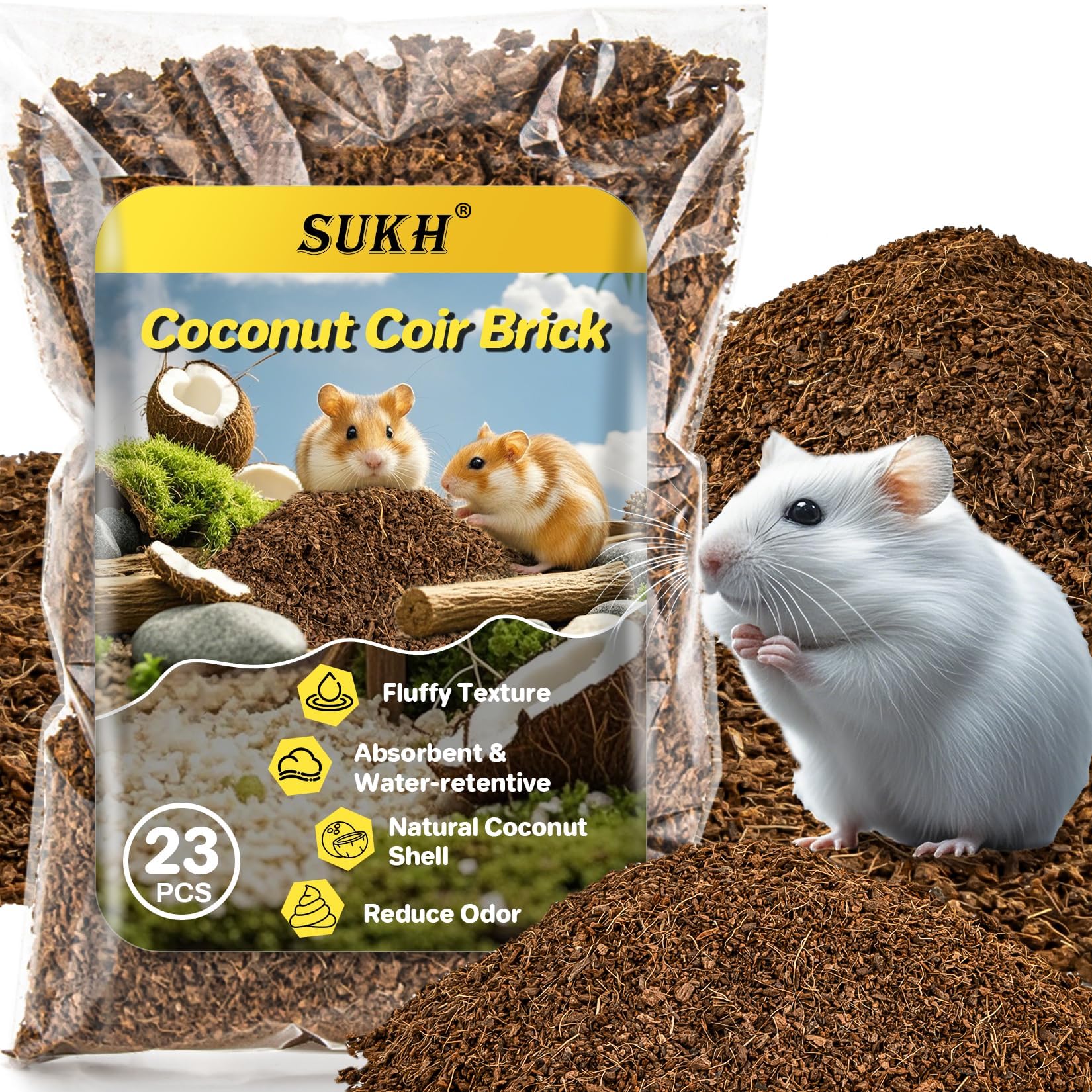 Sukh bloques de coco coir para cama suave que cuidan la piel y las uñas del hámster