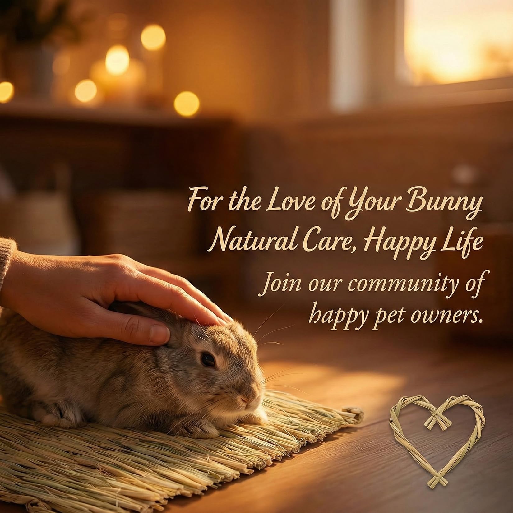 Cama fresca de hierba natural Sukh para mascotas pequeñas.
