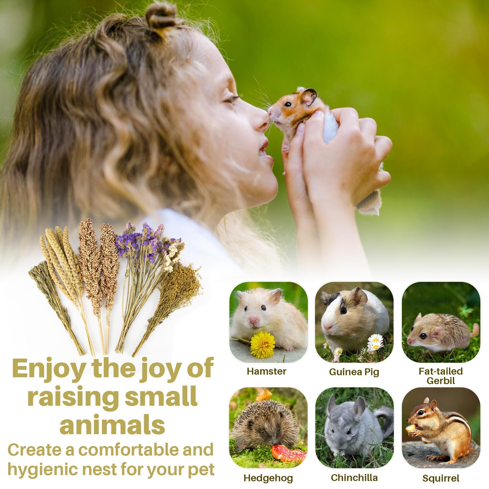 Sukh sustrato natural para hámster y mascotas pequeñas fácil de usar.