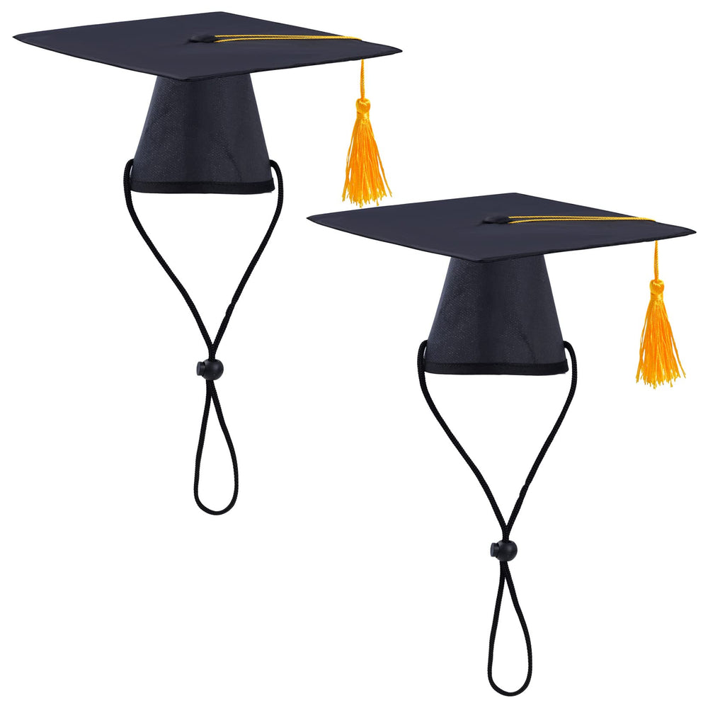 SUMERSHA gorra de graduación negra con borla amarilla para mascotas, ideal para fotos.
