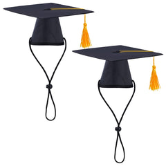 SUMERSHA gorra de graduación negra con borla amarilla para mascotas, ideal para fotos.