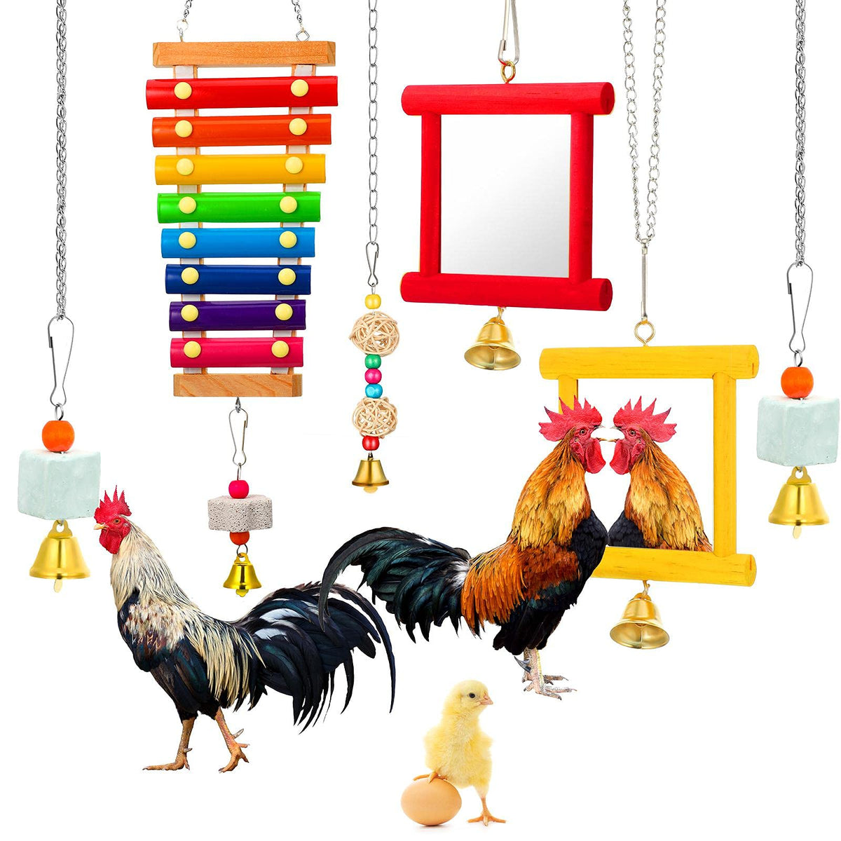 Sumind xilófono de madera con 8 teclas para juego interactivo en el gallinero.