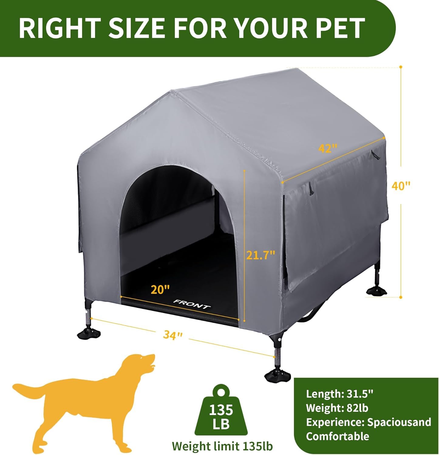SUMMERTRAIL cama-perro-elevada dos-en-uno, ideal para clima cambiante