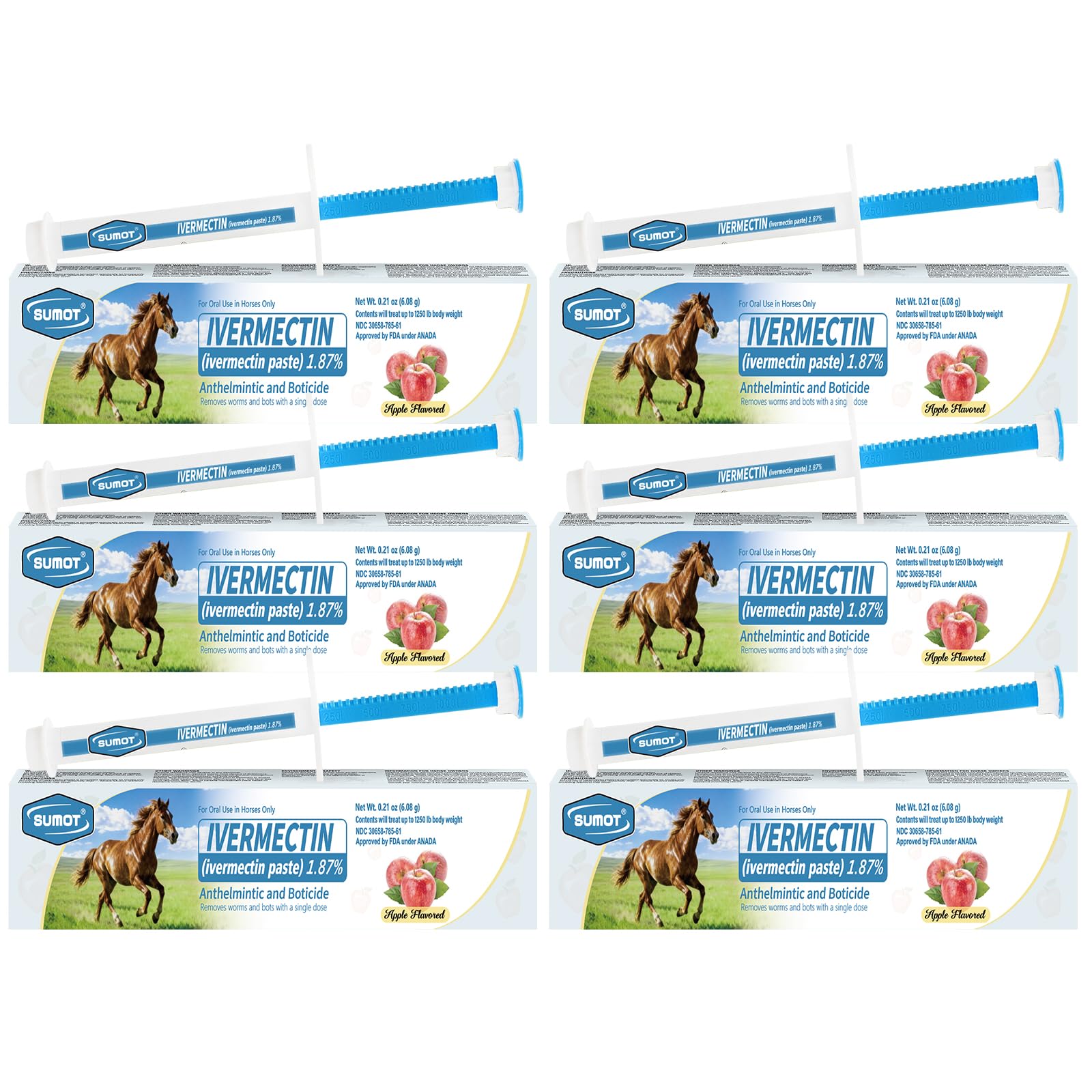 SUMOT Ivermectina para caballos con aplicador, desparasitación con dosis única