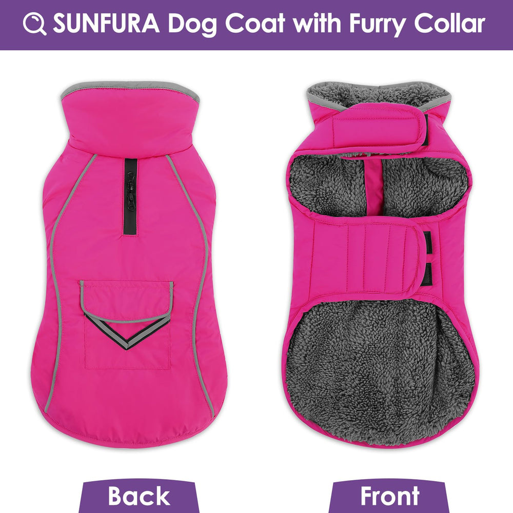 SUNFURA Capa perro cuello de pelo anti viento para caminatas frías.