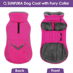 SUNFURA Capa perro cuello de pelo anti viento para caminatas frías.