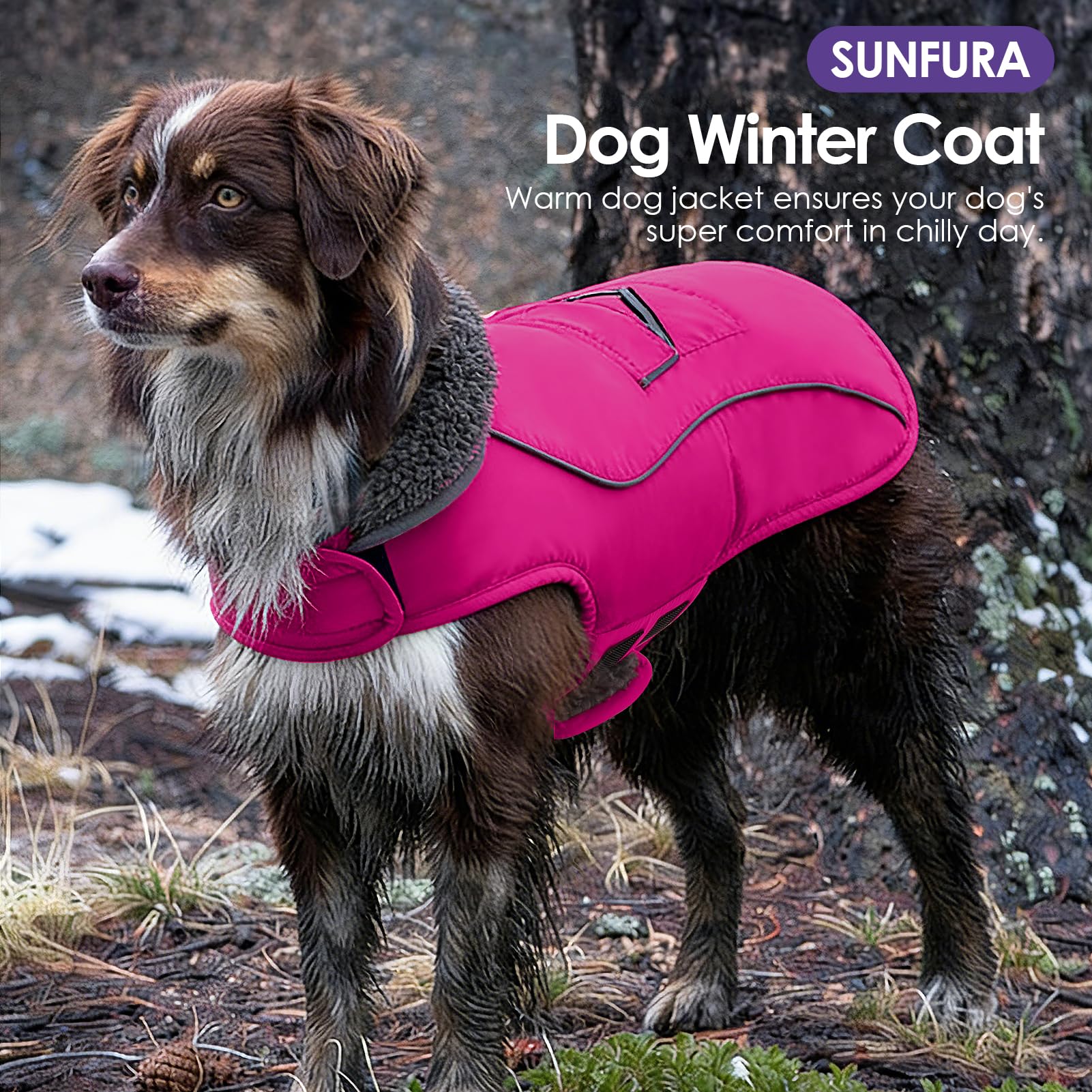 SUNFURA Capa perro hueco arnés cremallera facilita enganchar el arnés.