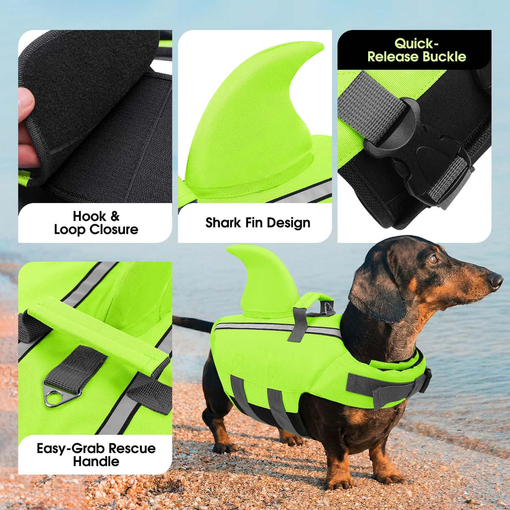 SUNFURA chaleco salvavidas para perro tiburón, correas reflectantes para mayor visibilidad