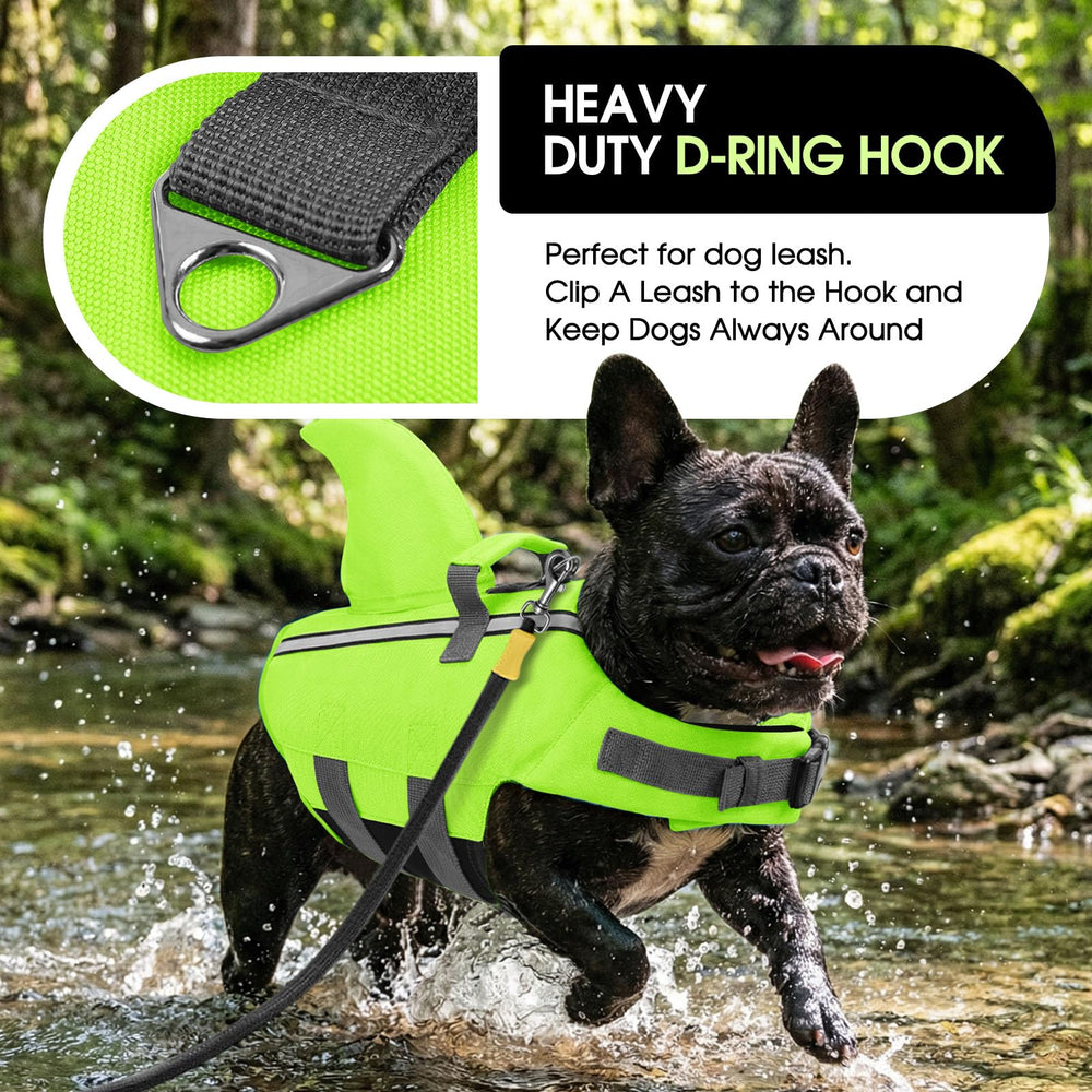 SUNFURA chaleco salvavidas para perro tiburón, hebillas ajustables para ajuste seguro