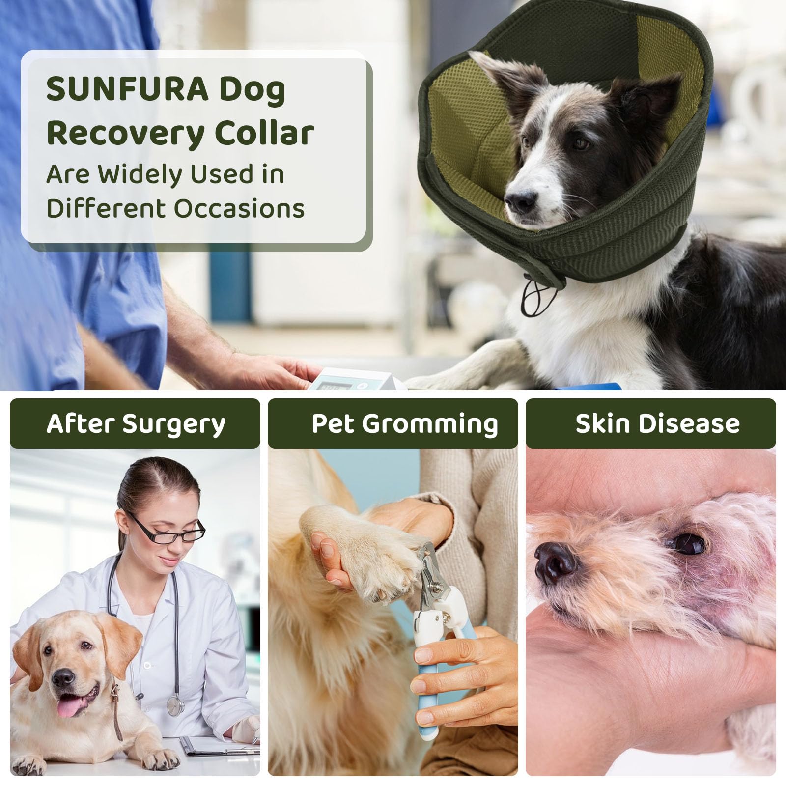 SUNFURA cono de diseño práctico para ajuste en talla XL verde militar.