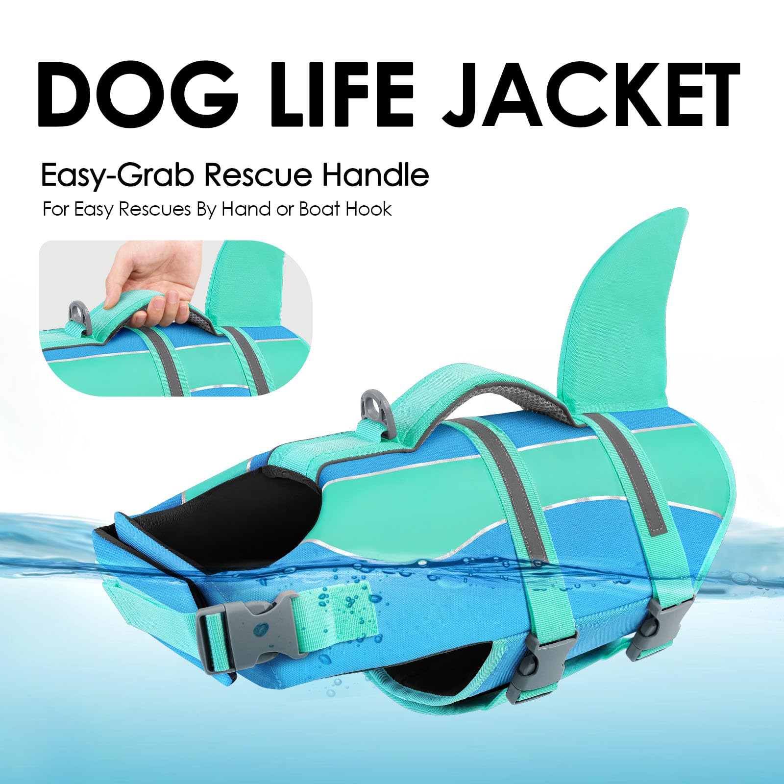 SUNFURA detalle mango rescate, permite levantar al perro con seguridad desde el agua.