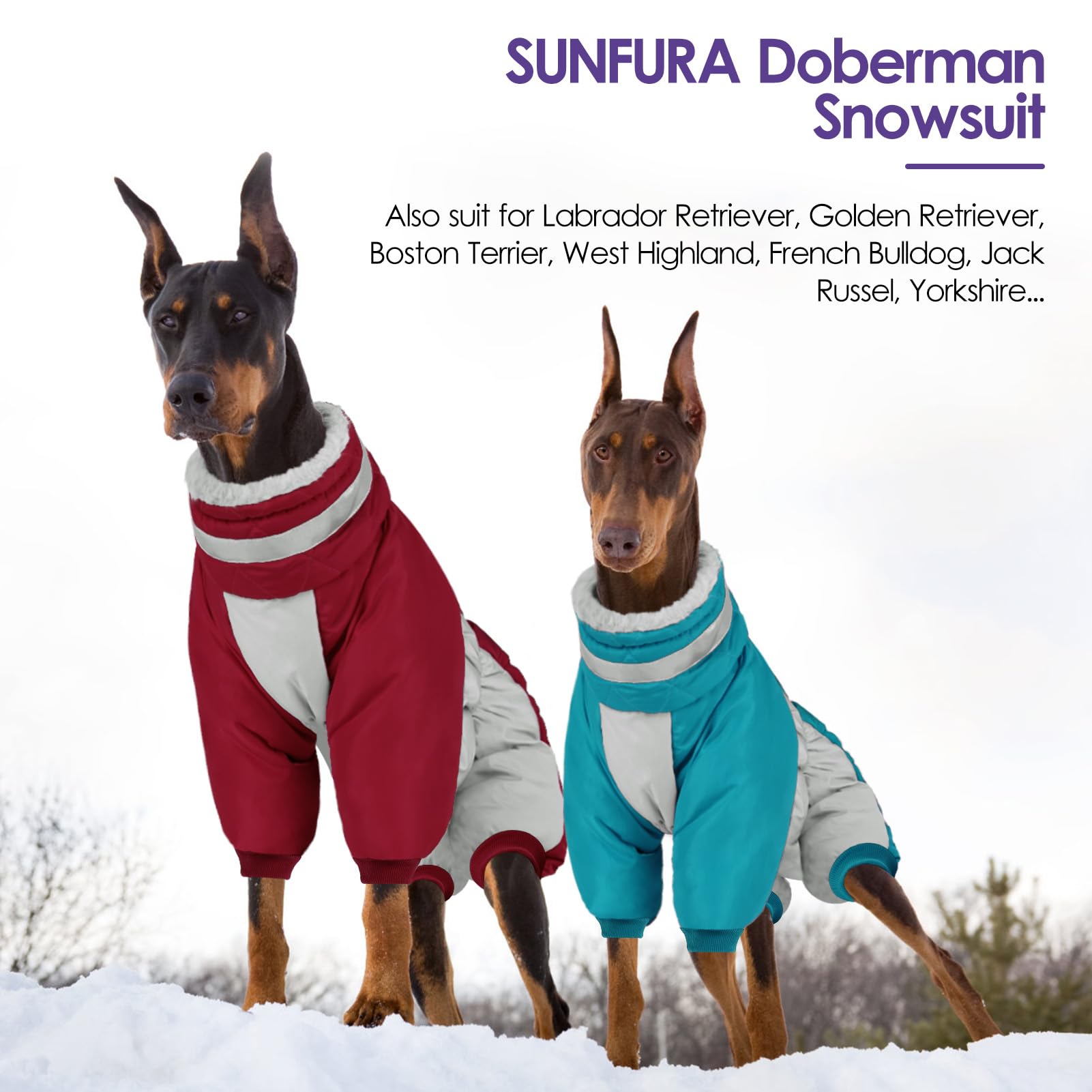 SUNFURA traje de nieve para perro Burgundy 2XL, ideal para paseos diarios.
