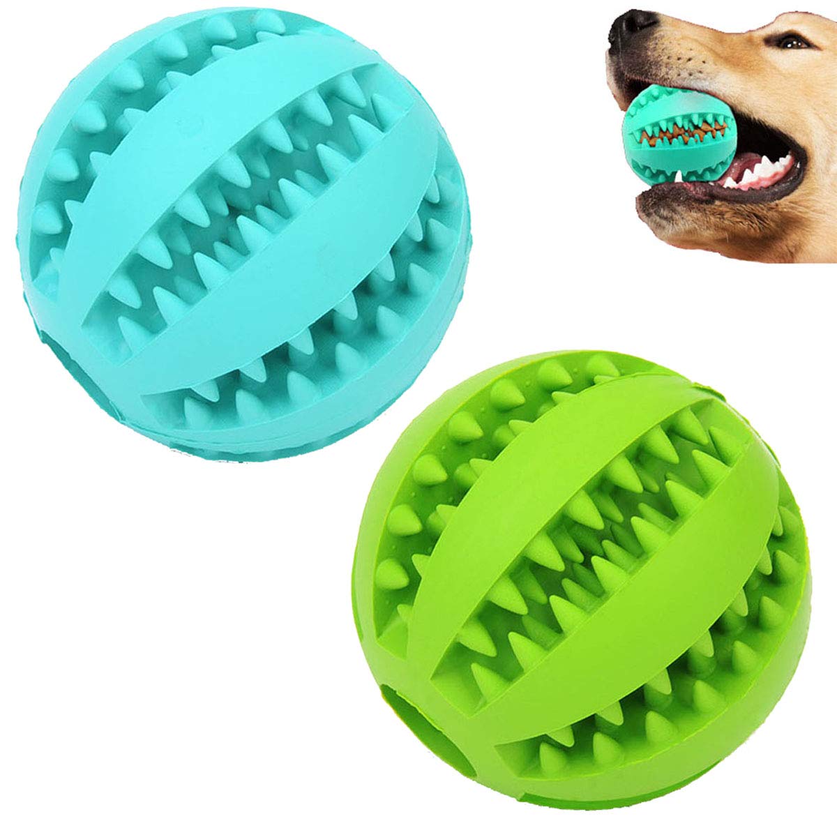 Sunglow: dos-pack bolas para perros para masticación y juego interactivo.