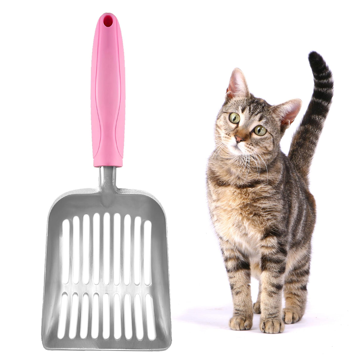 SunGrow cuchara de arena para gatos ergonómica facilita recoger grandes grumos con menos esfuerzo