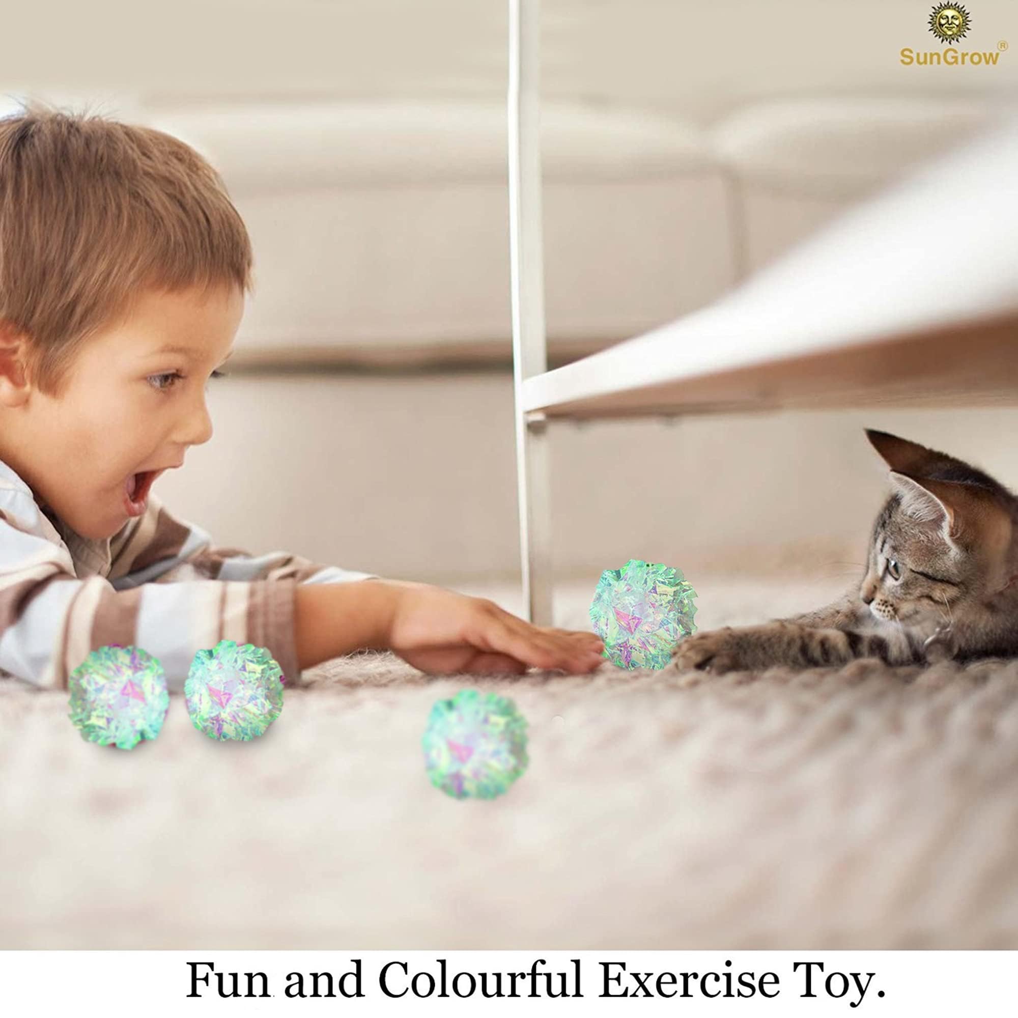 SunGrow Mylar Cat Crinkle Ball tamaño pequeño, apta para gatos de todas las edades.