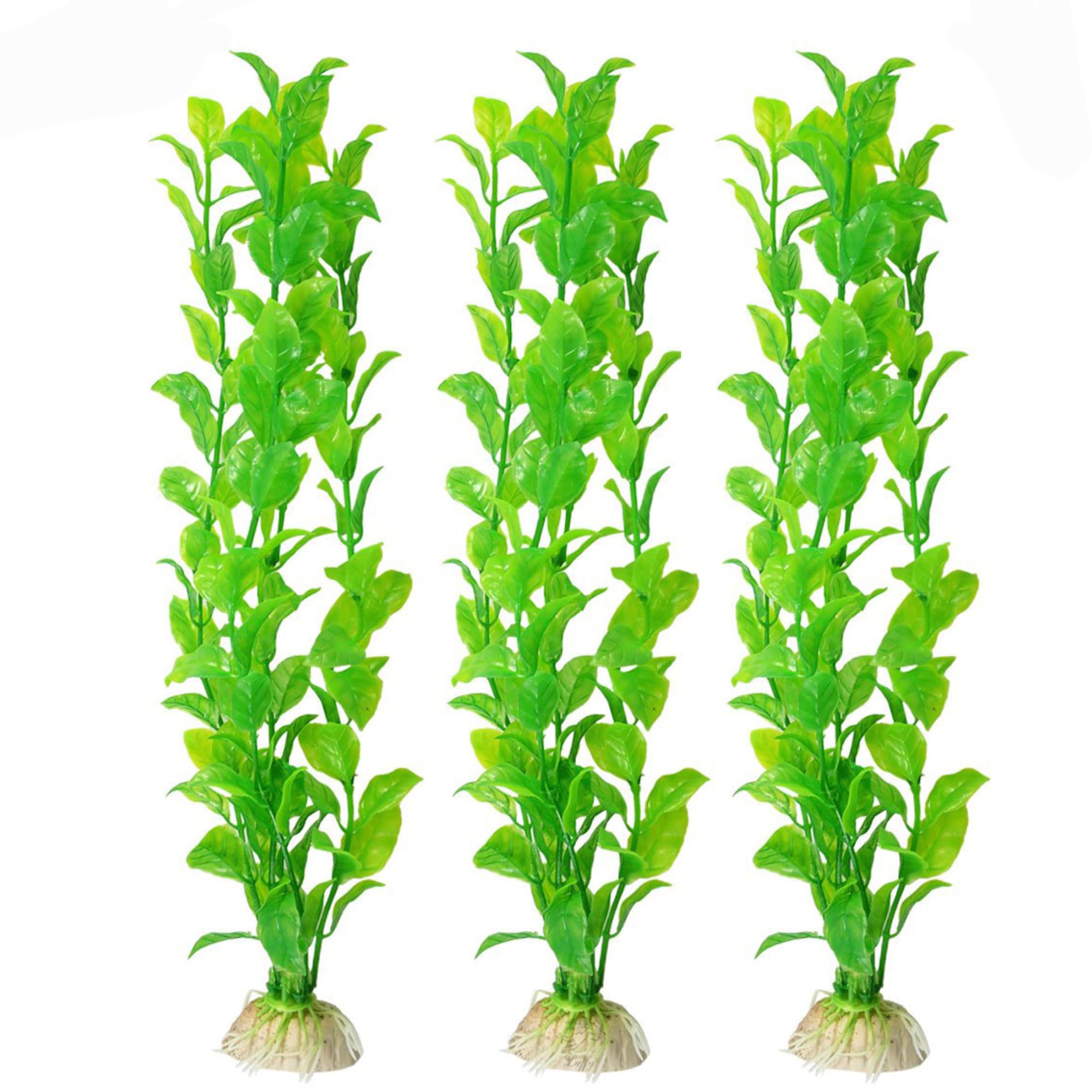SunGrow planta plástica verde alta, ideal para añadir color y refugio en acuarios pequeños.