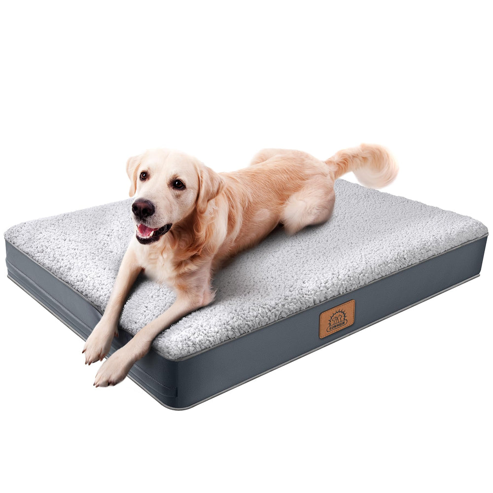 Sunheir cama ortopédica para perros grandes con superficie sherpa para dormir cómodo.