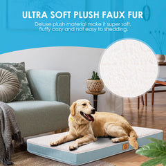 Sunheir cama para perro grande con base antideslizante azul, estabilidad en suelos lisos