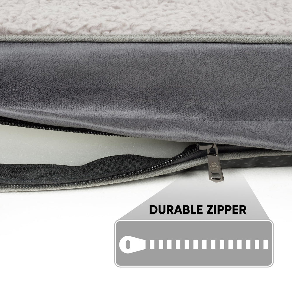 Sunheir funda para cama de perro de tres capas, gris y suave.