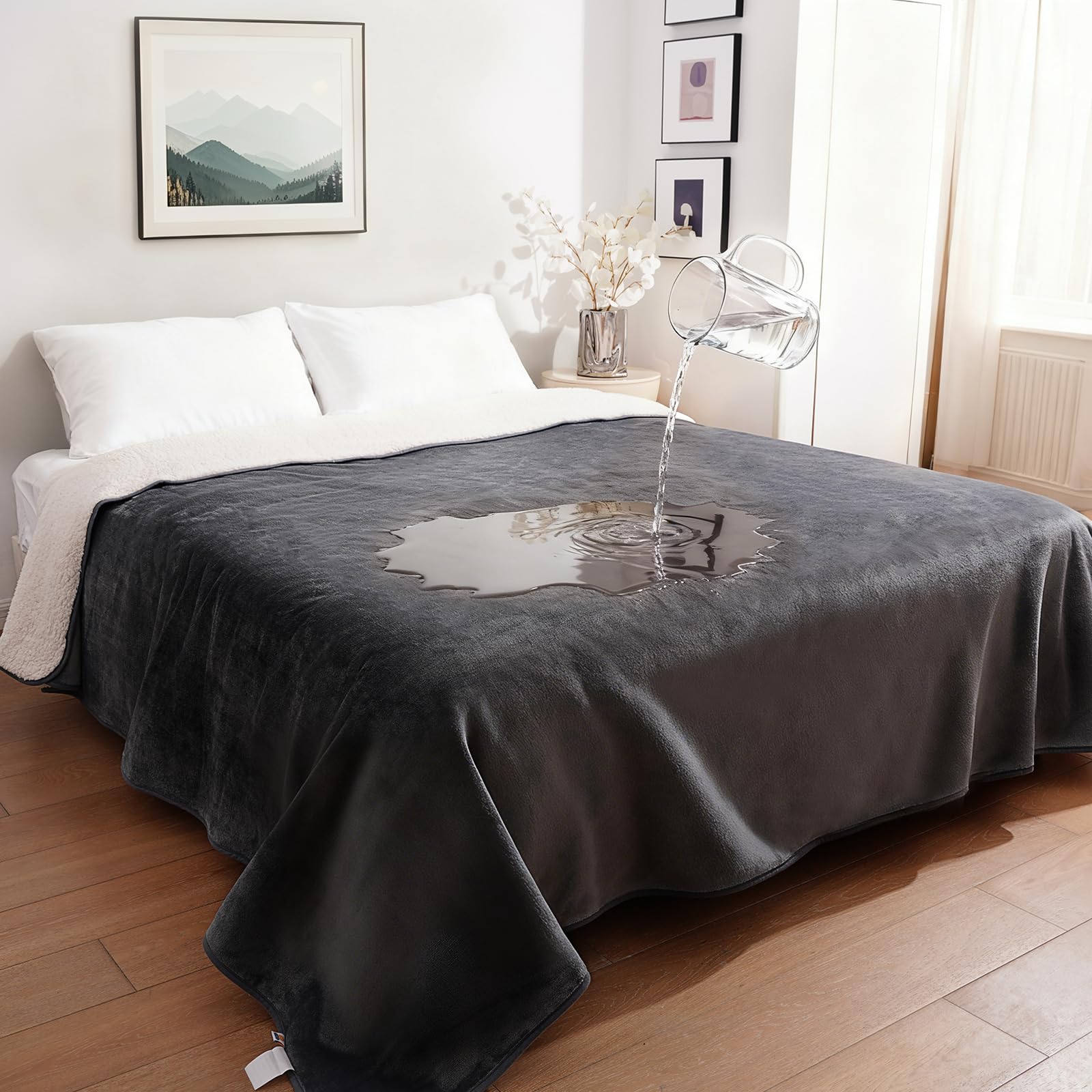 Sunheir manta impermeable para cama king protege derrames en la cama