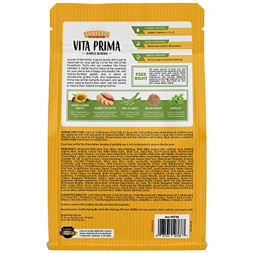 Sunseed Vita Prima: mezcla de forraje para estimular exploración diaria.