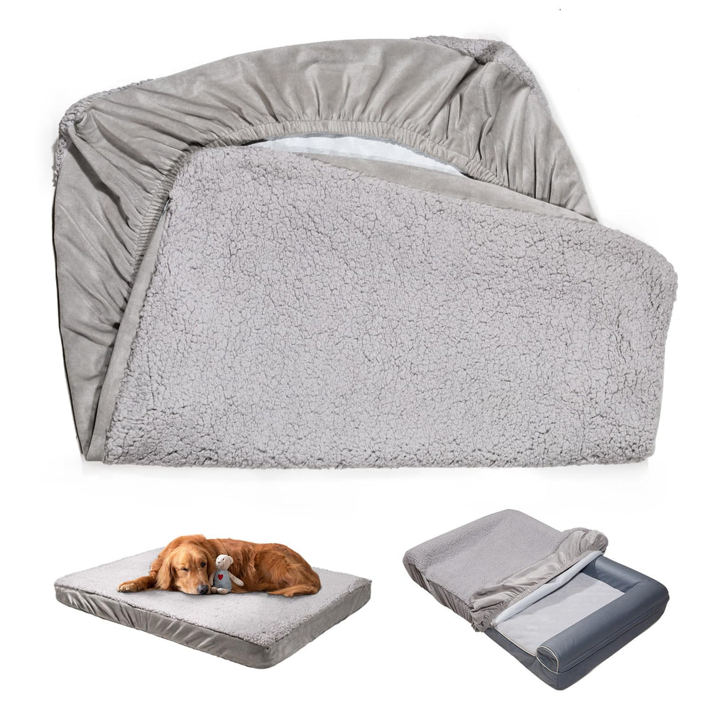 Funda Sunsleek para cama de perro gris con felpa suave, ideal para confort duradero