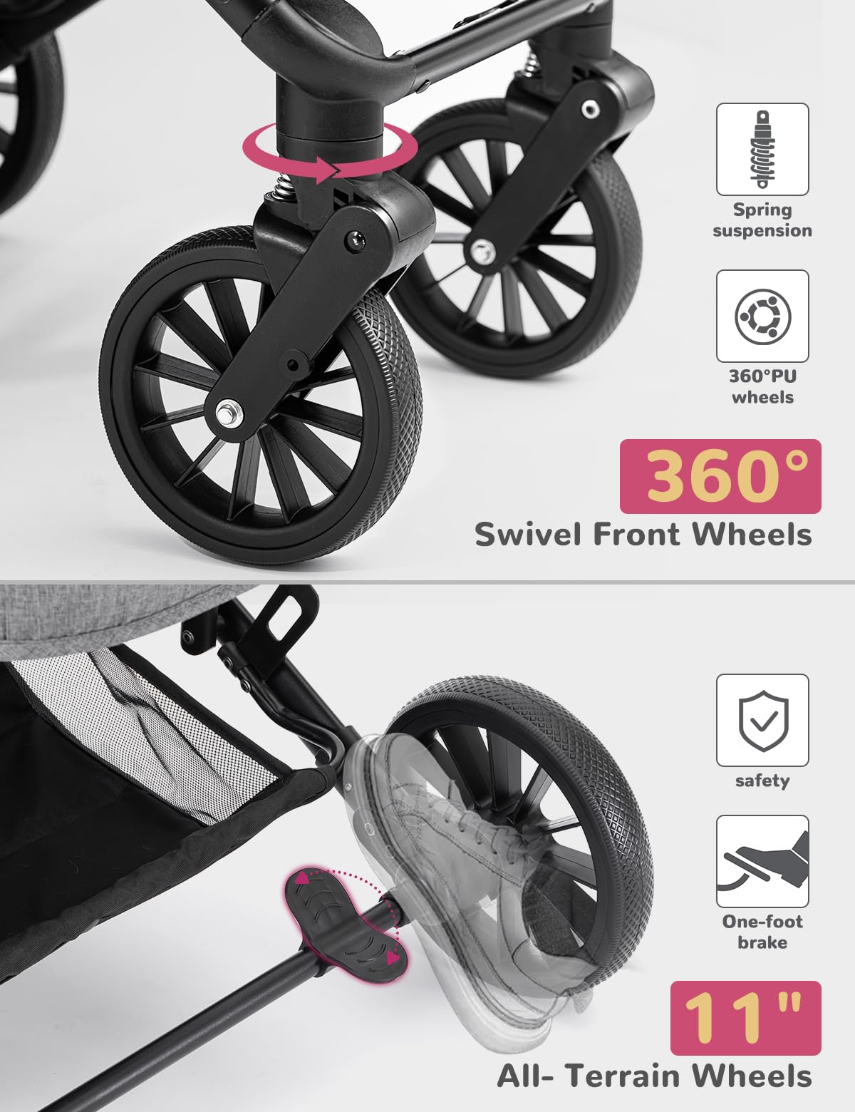 SUNTHX carrito-paseo-perro-cesta-almacenamiento: cesta para accesorios durante el paseo.