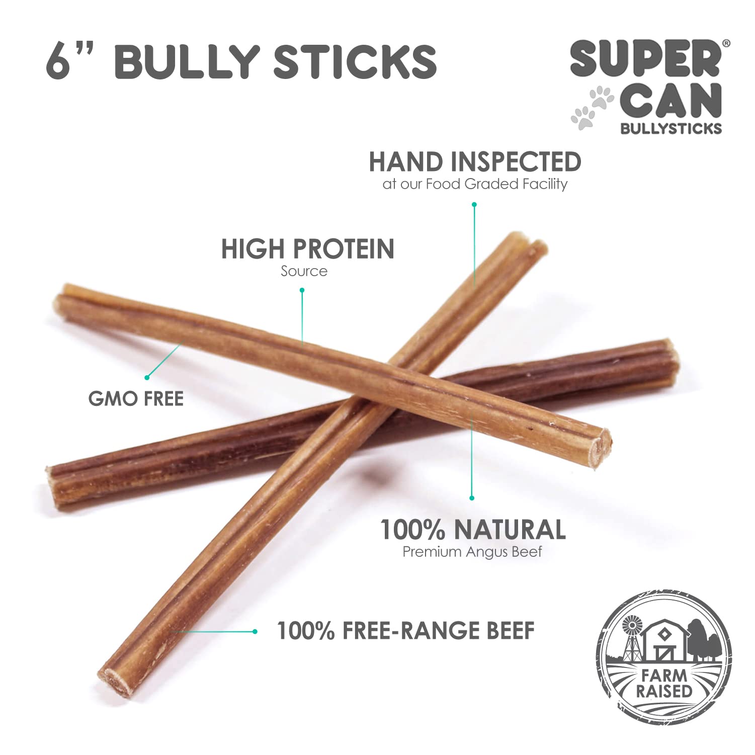 Paquete de 40 bastones de SUPER CAN BULLYSTICKS, ideal para recompensas y entrenamiento.