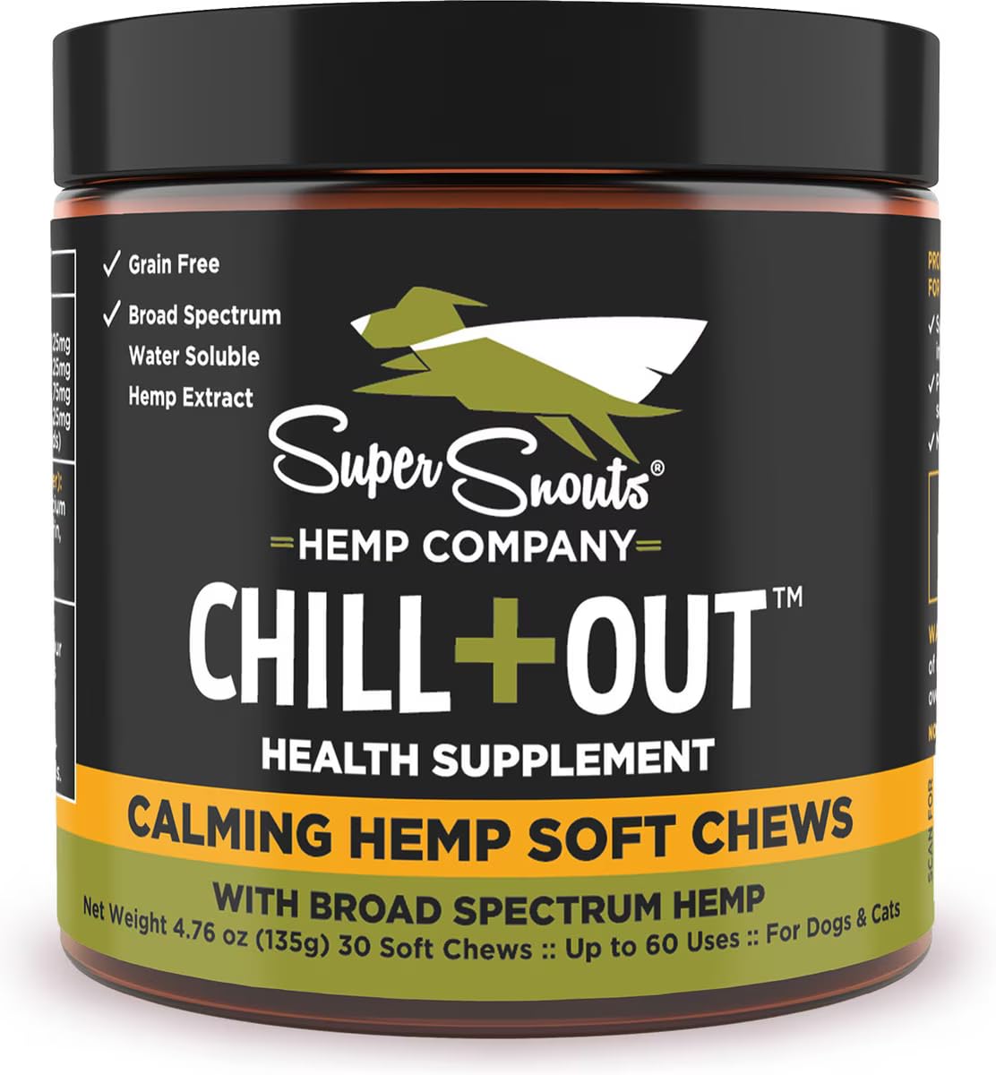 Super Snouts Chill + Out masticables relajantes para perros y gatos, promueven la calma diaria