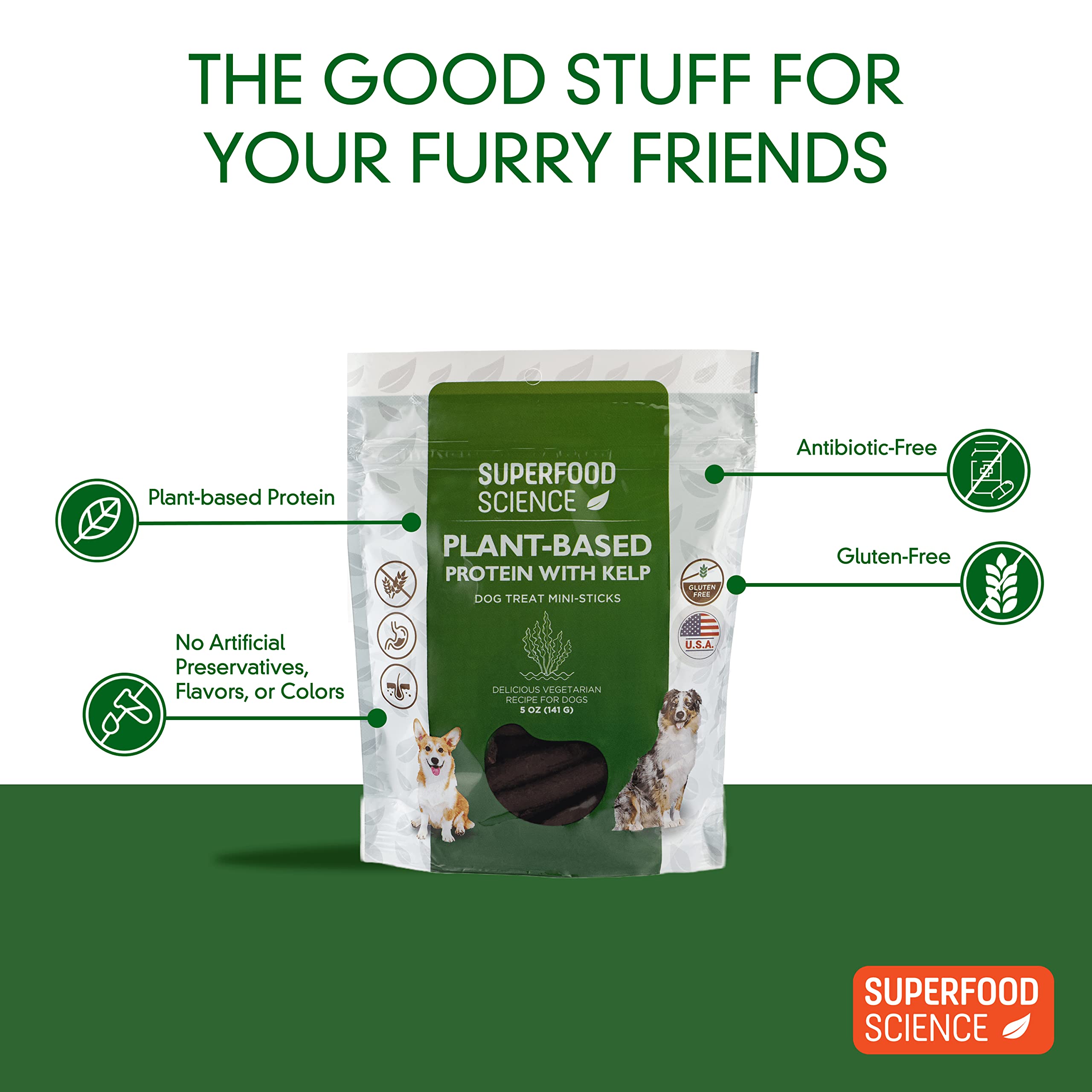 Soin peau et pelage grâce à coco et chia dans les friandises Superfood Science.