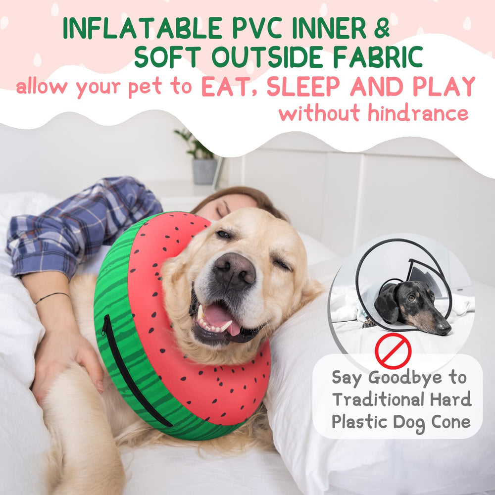 Supet ajuste collar inflable para perros con correa interna y velcro seguro