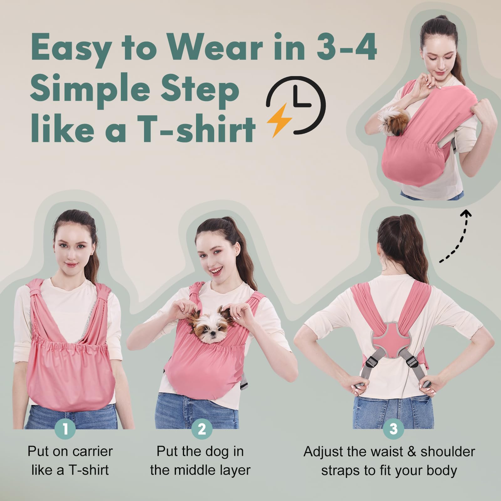 Bandolera Supet manos libres, ideal para paseos y tareas diarias.