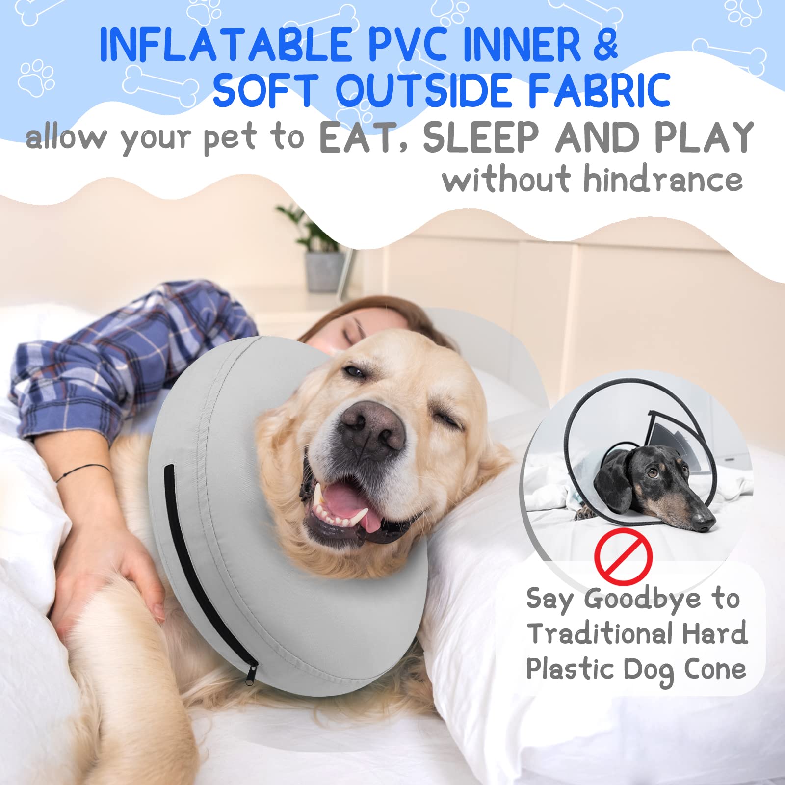 Supet collar cono inflable para perros pequeños ligero y cómodo para uso diario.