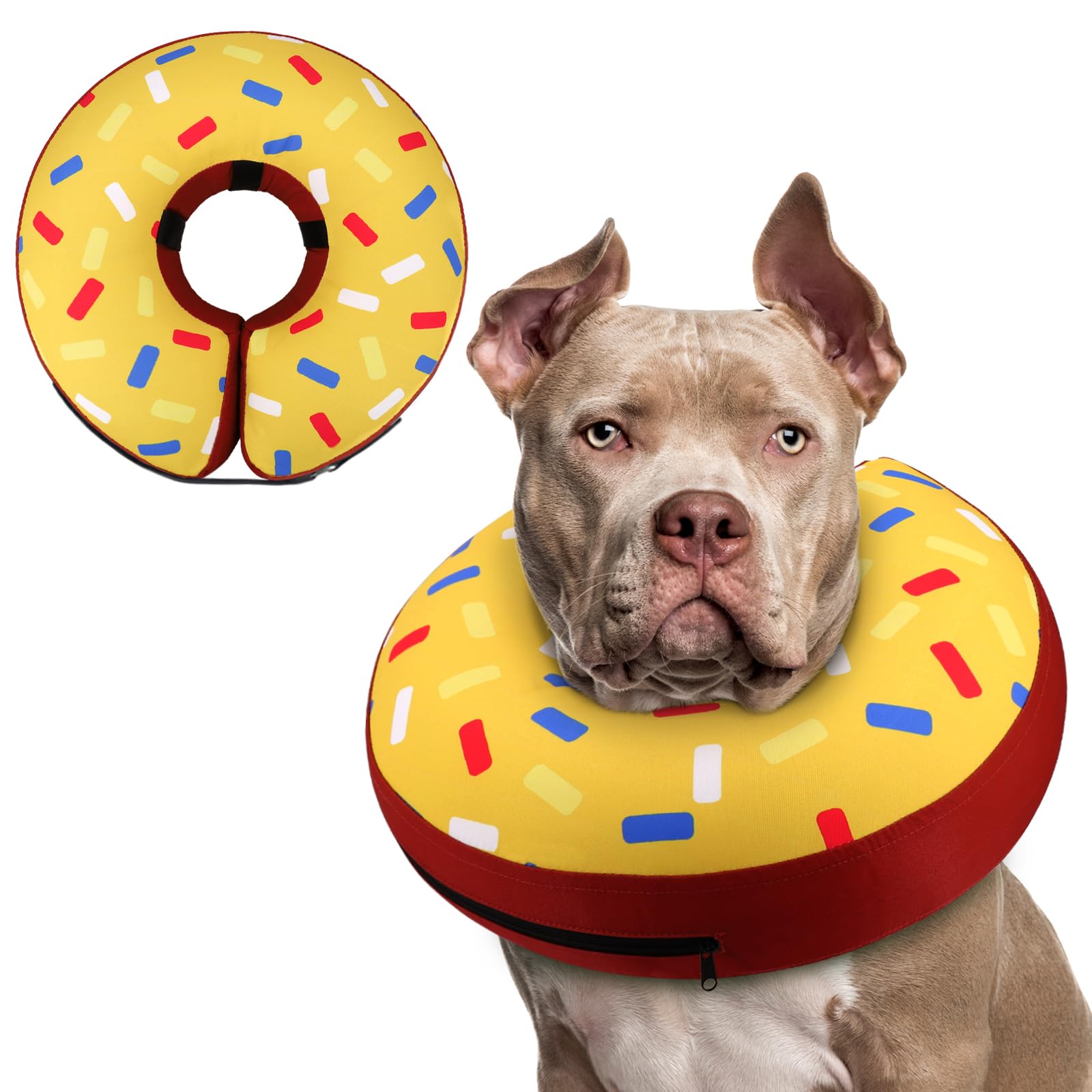 Cola donut inflable de Supet para perros, evita morder heridas durante la recuperación.