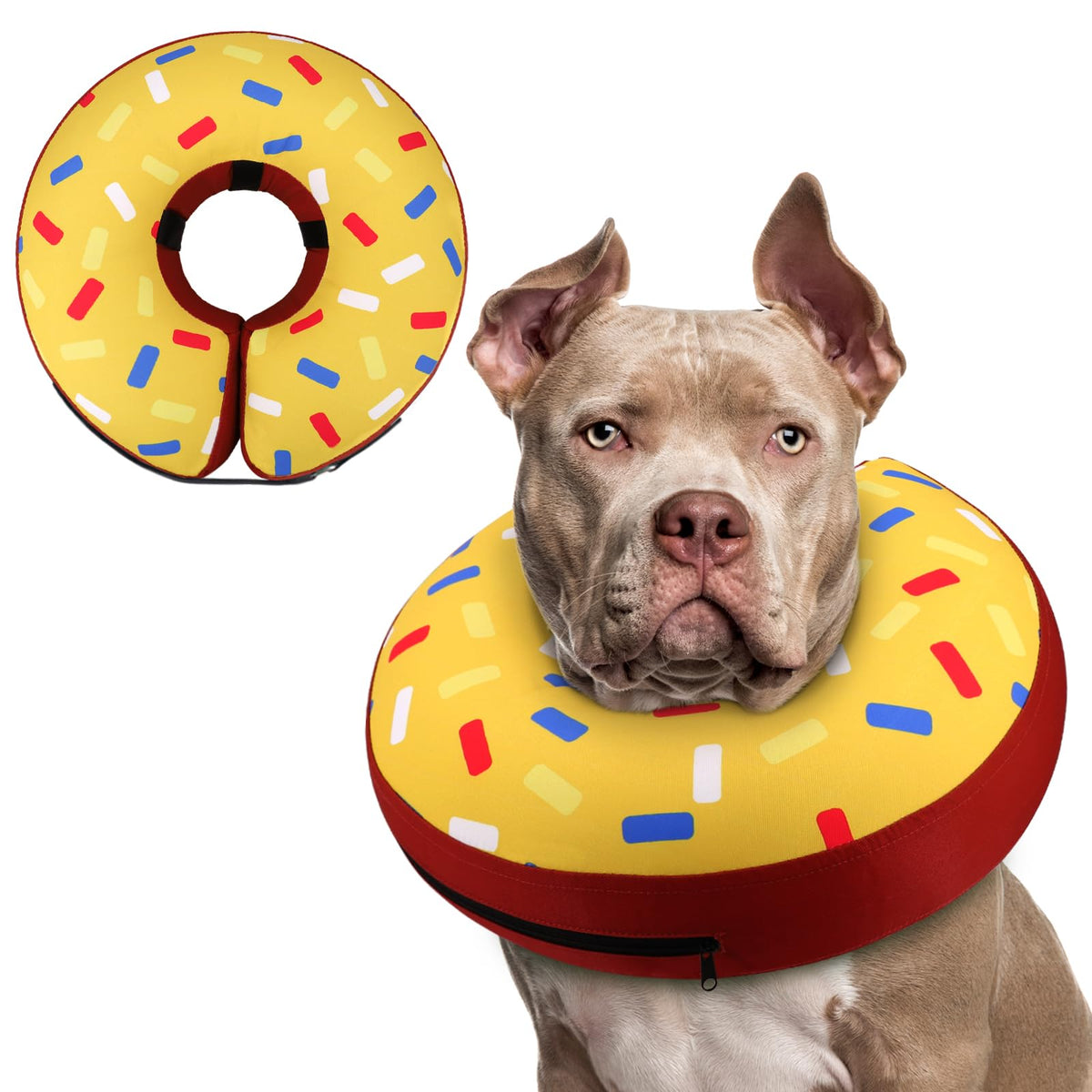 Cola donut inflable de Supet para perros, evita morder heridas durante la recuperación.
