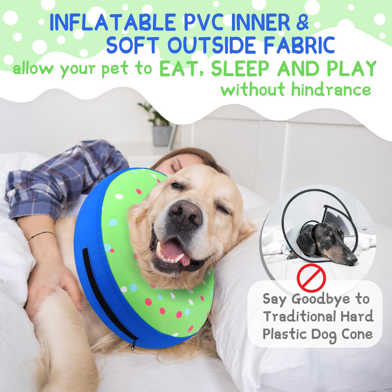Supet collar donut inflable, vista inflada, soporte ligero sin bloquear la visión.