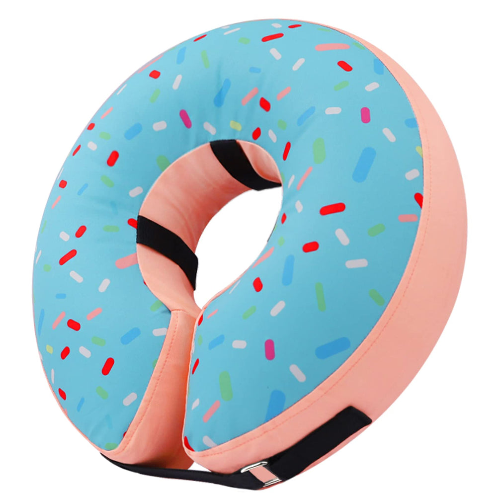 Supet collar inflable con cierre de velcro para ajuste seguro.