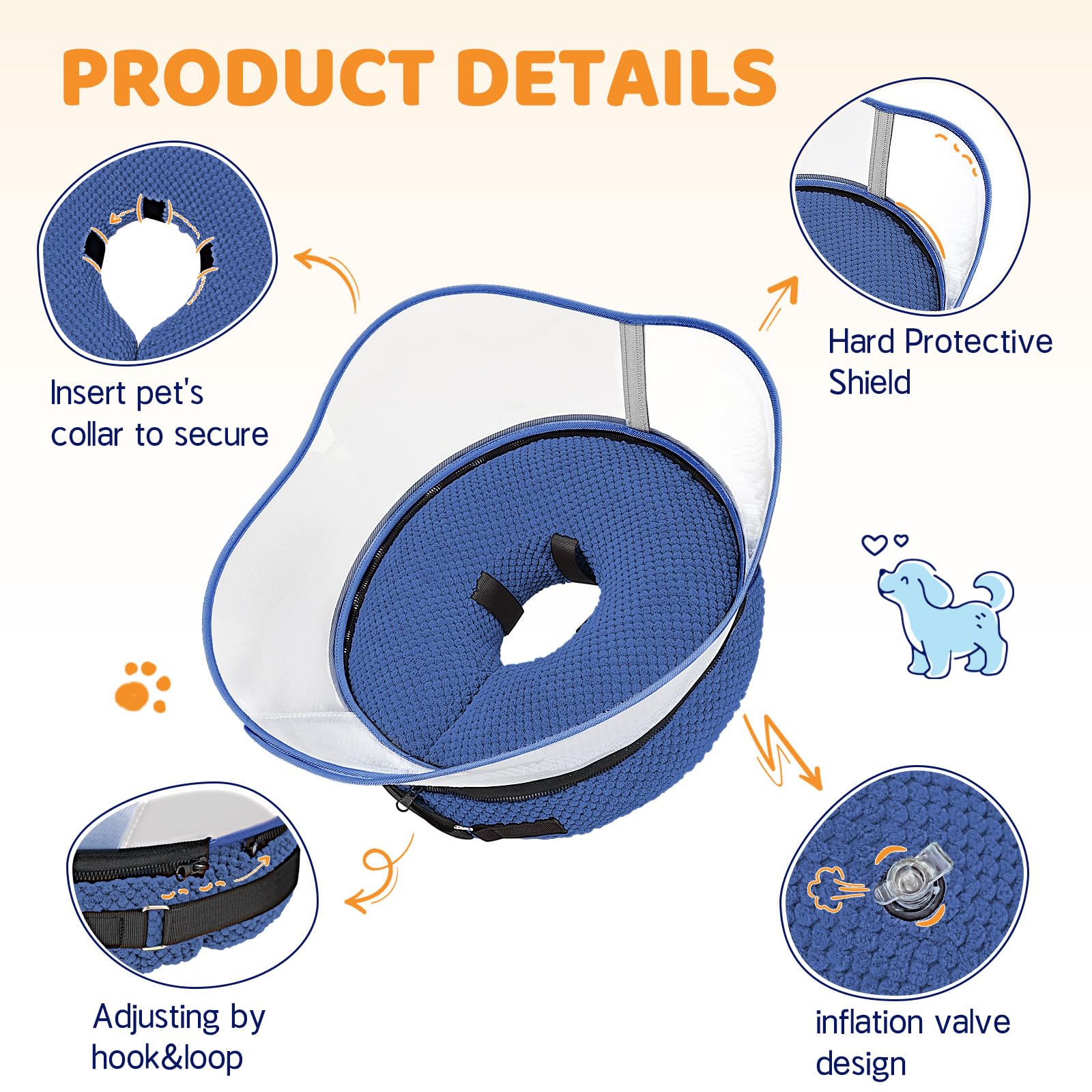 Supet collar inflable para diferentes medidas, fácil de probar.