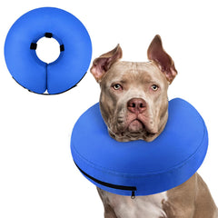 Supet collar inflable donut para perro descansando tras cirugía, protección de la zona operada.
