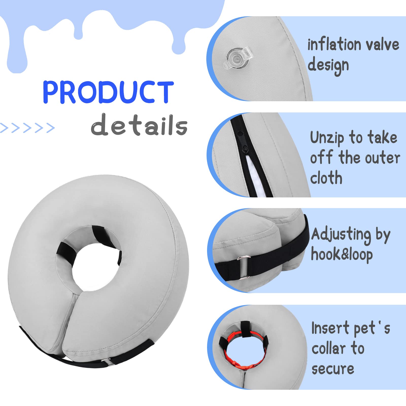 Supet collar inflable forma de dona diseño suave para máxima comodidad.