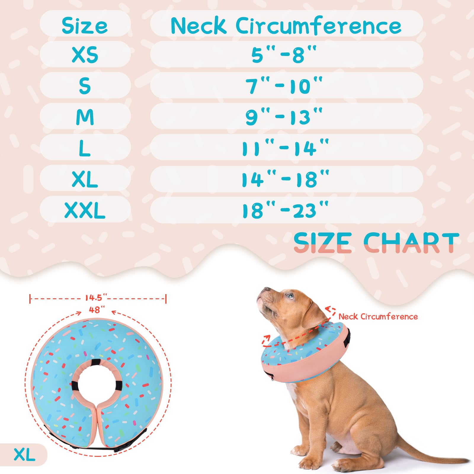 Supet collar inflable fácil de limpiar para el cuidado diario del perro.