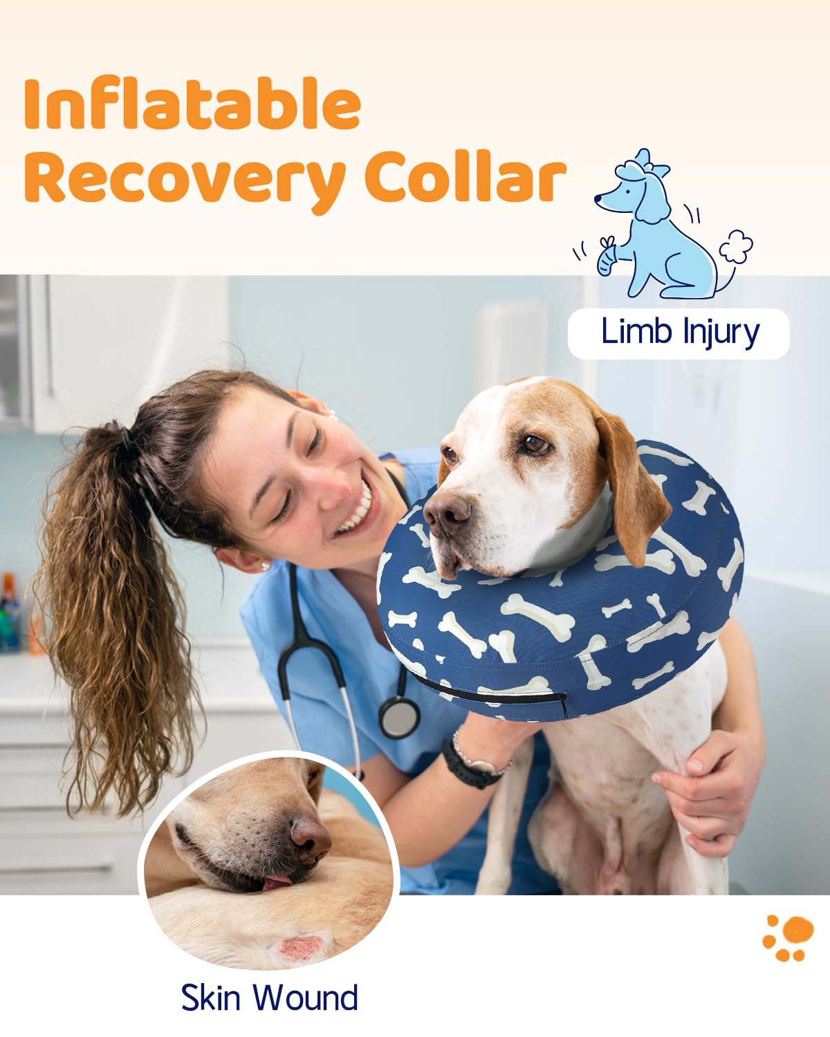Supet collar inflable donut confort para recuperación suave del perro.
